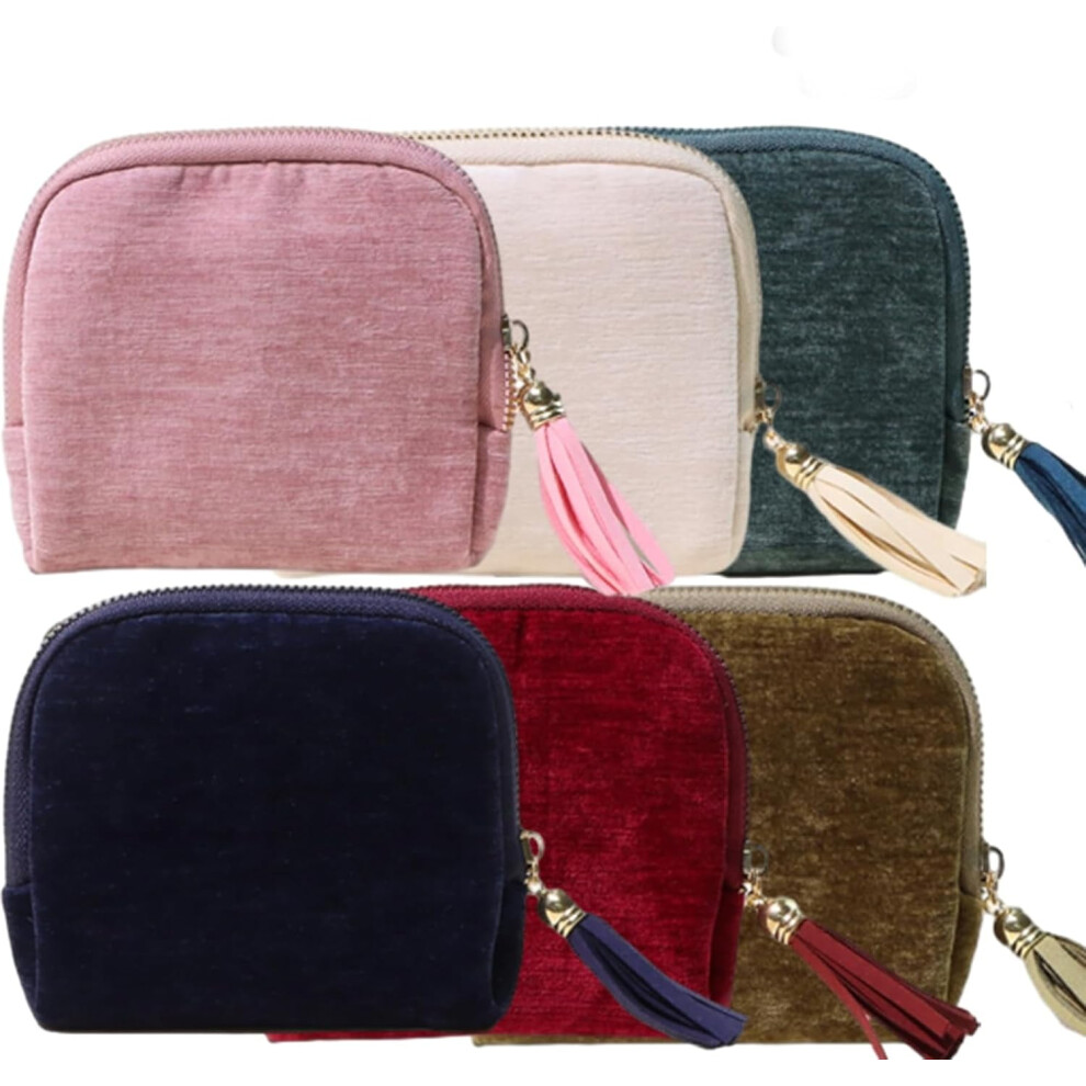 Portable Foldable Travel Jewelry Case With Tassel Zipper, Soft Velvet 5-Compartment Organizer Pouch For Bangles 9402001001948