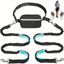 Adjustable Hands-Free Dog Running Leash with Double Handles and Elastic Retractable Rope for Large and Medium Dogs
