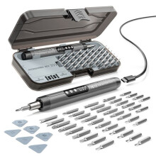Electric Screwdriver 47 in 1 Cordless Adjustment Power Drill Multifunction Power Screwdriver Repair Tool Kit Grey