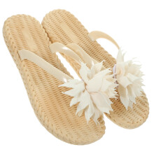 Flower Flip-flops Summer Beach Casual Personality Sandal Slippers for Woman Girls Size 40 (Creamy White)