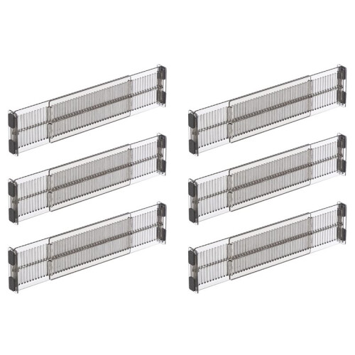Drawer Divider Adjustable Length From Kitchen Storage, Organiser, Plastic, Clear,6pcs