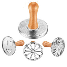 3pcs Cookie Stamps, Metal Christmas Cookies Cutter Mold with Wooden Handle, Cookie Decorating Supplies