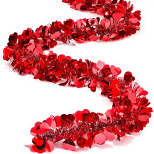 Valentine Heart Tinsel Garland 4 Pack 2m Each