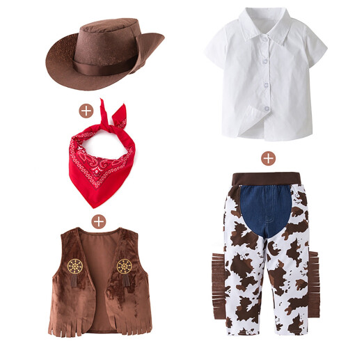 Σετ ρούχων Western Cowboy για μωρά, νήπια και αγόρια, παιδικό σετ ρούχων με γιλέκο και