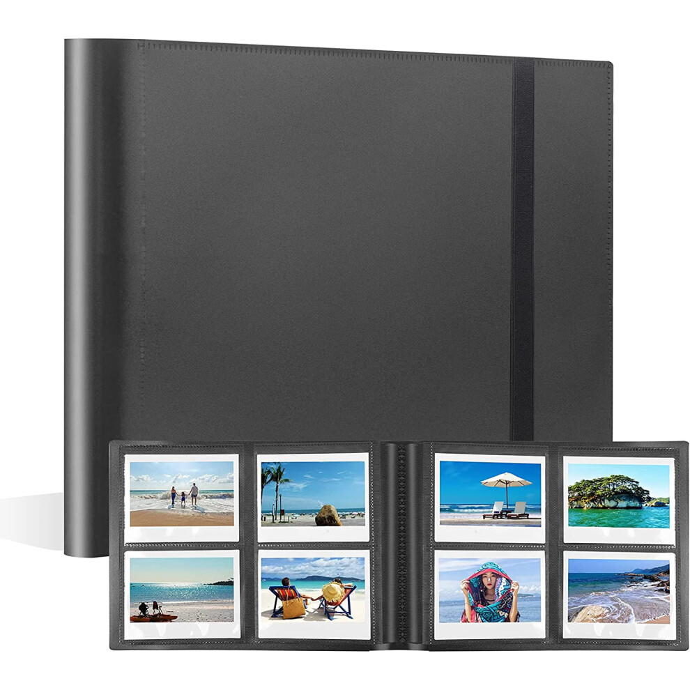160-Pocket Photo Album Compatible With Fujifilm Instax Wide 300, 600, Now, Now Onestep2, Onestep+, Pop Lab Print Cameras (Black) Black 9402001002167