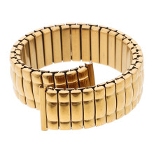 Delicate Stainless Steel Elastic Watch Strap for Men Daily Wear Golden Color Fits Wrist Size
