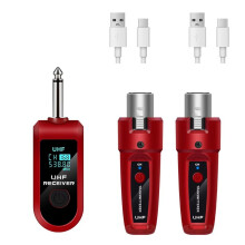 Red UHF XLR Adapter System Wireless Microphone Transmitter Receiver for Dynamic Microphone Guitar Audio Mixer PASystem B