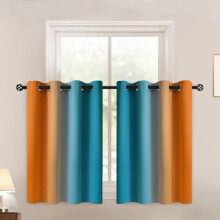 Ombre Orange Blue Curtains 52x84 in, 2 Panels Grommet