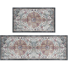 Boho Kitchen Rug Set 17x30+17x47 in Grey