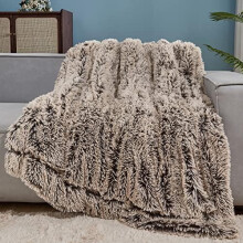 Fuzzy Faux Fur Throw Blanket Frosty Brown Super Soft Cozy Plush Fuzzy Shaggy Blanket for Couch Sofa Bed (Frosty Brown, Throw(50"x60"))
