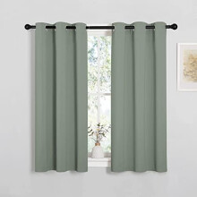 ROM Darkening Curtains 48" L, 2 Panels, Thermal Insulated Grommet Blackout for Bedroom/Kids Room (Greyish Green, W34)