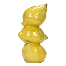 Ceramic Vibrant Stack Fruit Design Vase - Whimsical Stacked Lemon, Decorative for Home, Kitchen (Lemon)