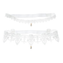 Lot de 2 bas de mariée en dentelle avec pendentif strass et jarretière de style western