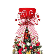 Christmas Tree Topper Hat with Bow and Ribbon