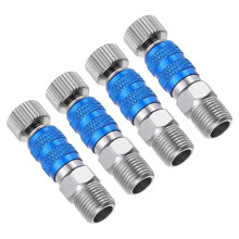 1/8 Air Brush Quick Connect Set, 4pcs Metal Quick Release Disconnect for Air Brush Hose, Silver