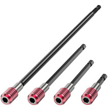 4PCS Magnetic Drill Bit Extension Set, 1/4" Hex Shank in 2", 4", 6", 12" Lengths, Cr-V Steel for Impact Drivers