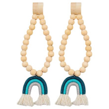 2 Pezzi Ghirlande di Perline Fermatenda Arcobaleno Nappa Perline di Legno Corda Fermatende Fermatende Fattoria per Drappeggio C