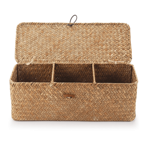 Seagrass Storage Basket with Lid, 3-Compartment 2
