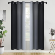 Ombre Black Grommet Curtains 42x72 in, 2 Panels, Room Darkening & Thermal Insulated, Compatible with Bedroom/Living Room