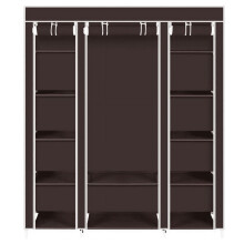 59-Inch Portable Closet Wardrobe, Closet Storage Organizer with Shelves and Cover for Hanging Clothes, Non-Woven Fabric, Easy Assembly, Brown