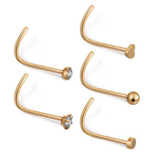 OUNONA 5pcs Nose Studs Screw Nose Rings Puncture Nasal Rings Corkscrew Threadless Nose Rings Studs Mini Nose Studs Piercing Nose Jewelry