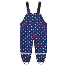 Kinderregenbroek in marineblauw, mouwloos, winddicht met softshell-afwerking.