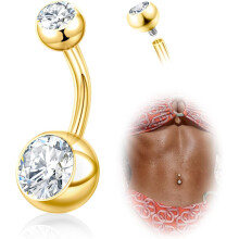Titanium Belly Button Rings 14G, 8-14mm, CZ Internally Threaded Navel Piercing Jewelry for Women & Men