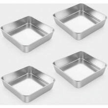 8" Square Stainless Steel Baking Pan Set of 4