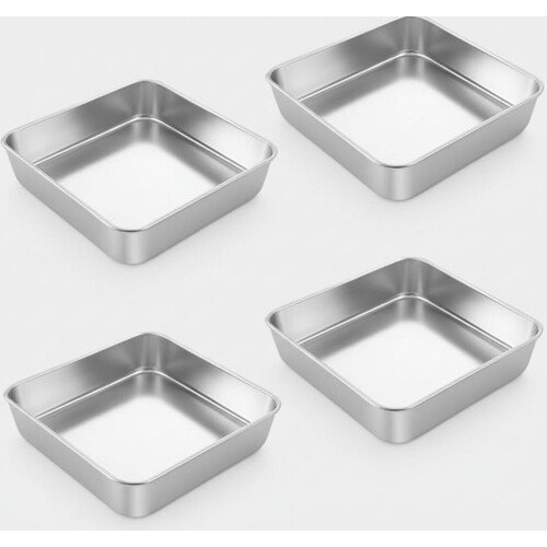 8" Square Stainless Steel Baking Pan Set of 4