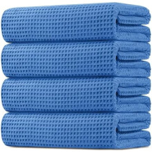 Blue Waffle Bath Towels 4-Pack 30x60 in