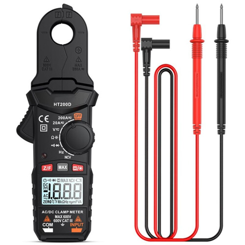HT200D Clamp Meter /AC Current Voltage Digital Clamp Meter Measure the Frequency of Resistance Capacitance NCV Test