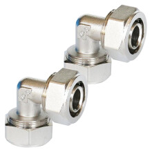 2 PCS 3/4" Brass-Nickel Plated Equal Elbow Fittings for Compressed Air Systems
