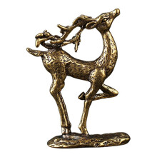 Statuetta di cervo in ottone color caffè, 6,2 x 4,6 cm