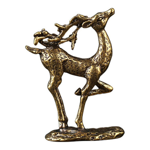 Statuetta di cervo in ottone color caffè, 6,2 x 4,6 cm