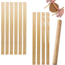 11pcs Wooden Pottery Teaching Kit - 10pcs 5-Size Clay Thickness Guides with 1pc Rolling Pin for Clay Art, DIY