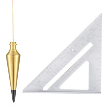Combinatie van 227 Gram Schietlood en 18 cm Winkelhaak, Timmergereedschap van Aluminiumlegering, Hoekmeter, Gradenboog