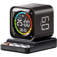 TK3 Timer , Desk Timer with 5/10/30/60 Min Presets, Custom Countdown, Stopwatch, Clock, 3 Alarm, for Task (Black)