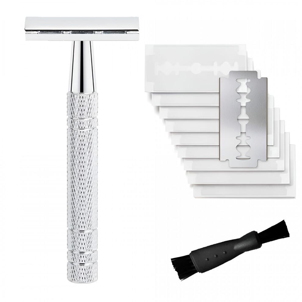 Double Edge Safety Razor for Women,With 10 Pcs Safety Razor Blades Single Blade Razor Reusable Travel Essentials Women Razor Single Edge Razor