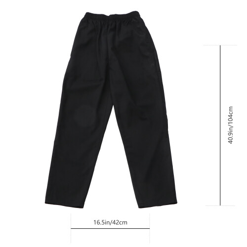 1Paire Pantalon Chef Noir En Polyester Et Mobilité 1