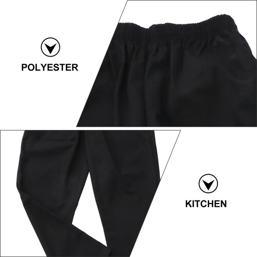 1Paire Pantalon Chef Noir En Polyester Et Mobilité 2
