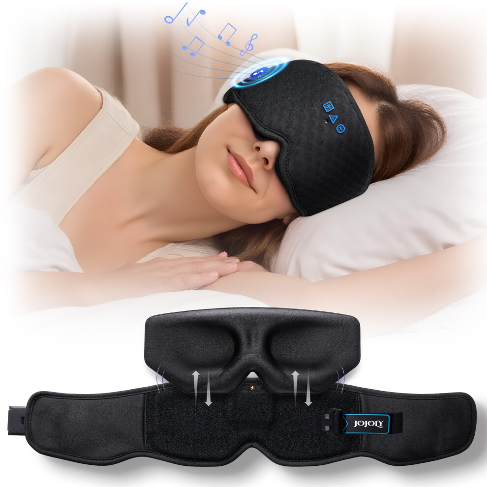 Bluetooth 5.4 Sleep Mask â 3D Blackout Eye Cover, Blink Freely, Ideal for Side Sleepers