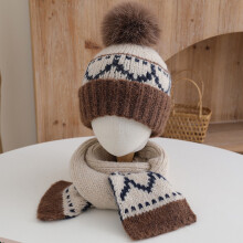 Kids Winter Beanie Hat, Children's Warm Knitted Fleece Lined Woollen Ski Pompom Hat for Boys & Girls 3-9 Years