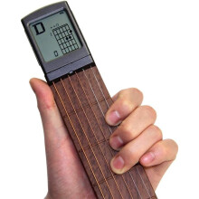Pocket Guitar Chord Practice Tool, Portable Guitar Neck for Trainer Beginner W/A Rotatable Chords Chart Screen