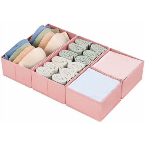 Set di 4 organizer per cassetti in tessuto – Rosa