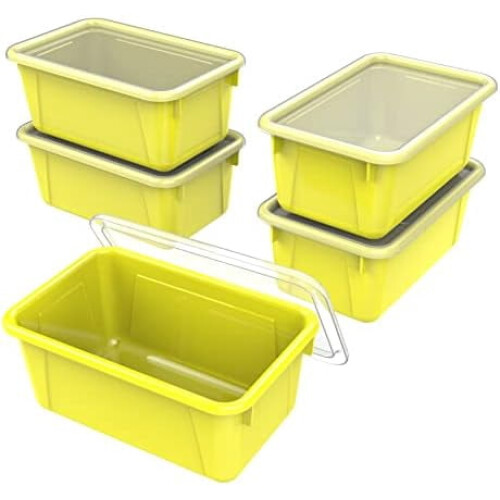 Plastic Classroom Storage Bin with Non-Snap Lid, 12.2 x 7.8