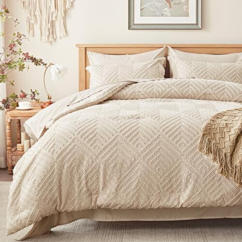 Beige Tufted Comforter Set 7-Piece All-Season