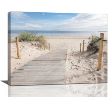Tableau sur toile représentant un ciel bleu et la mer, 40 x 30 cm – Décoration moderne pour salle de bain, chambre ou salon