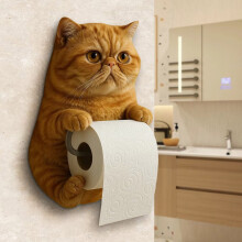 3D Cat Toilet Paper Holder Wall Mounted Resin