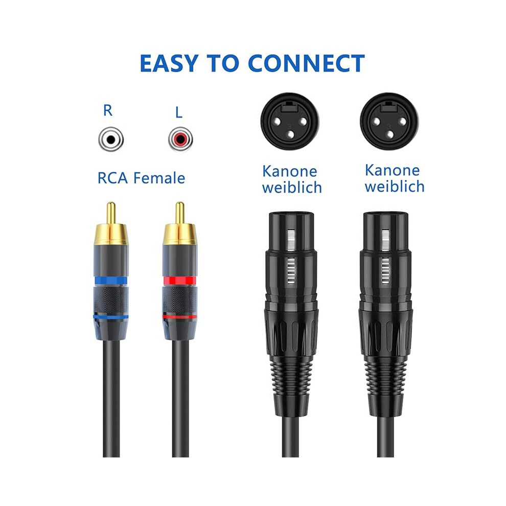5Ft Dual Xlr Female To Dual Rca Male Hifi Stereo Audio Connection Cable, Heavy Duty Interconnect 6033906229118
