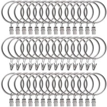 Confezione da 44 anelli per tende argento opaco con clip, diametro interno 2",